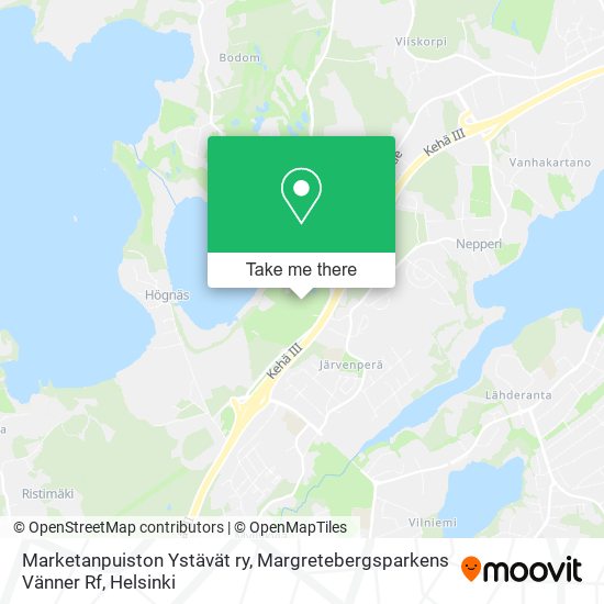 Marketanpuiston Ystävät ry, Margretebergsparkens Vänner Rf map