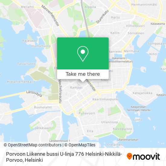 Porvoon Liikenne bussi U-linja 776 Helsinki-Nikkilä-Porvoo map