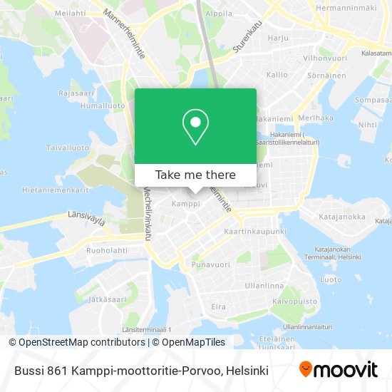 Bussi 861 Kamppi-moottoritie-Porvoo map