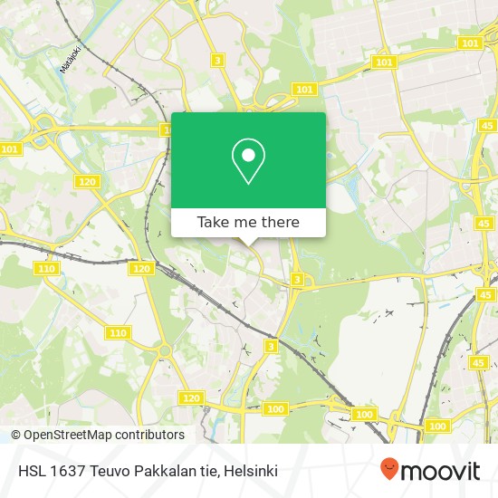 HSL 1637 Teuvo Pakkalan tie map