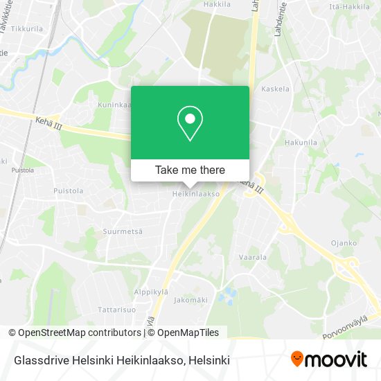 Glassdrive Helsinki Heikinlaakso map