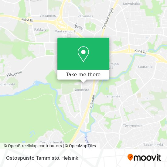 How to get to Ostospuisto Tammisto in Vantaa by Bus or Train?