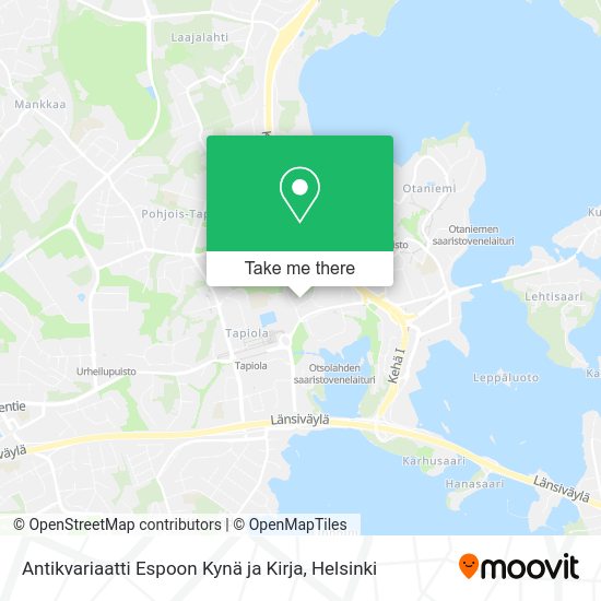 Antikvariaatti Espoon Kynä ja Kirja map