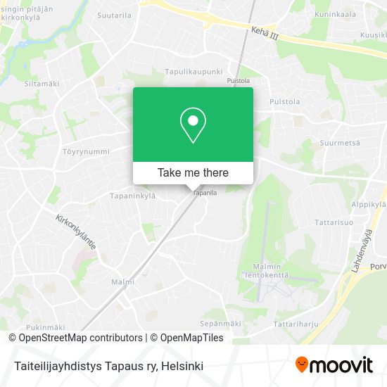 Taiteilijayhdistys Tapaus ry map