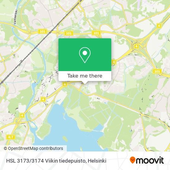 HSL 3173 / 3174 Viikin tiedepuisto map