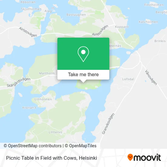 Picnic Table in Field with Cows map