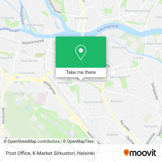 Post Office, K-Market Sirkustori map