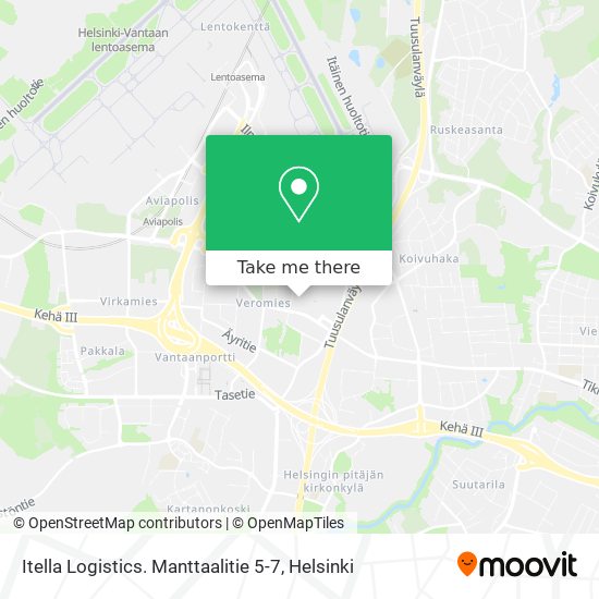 Itella Logistics.  Manttaalitie 5-7 map