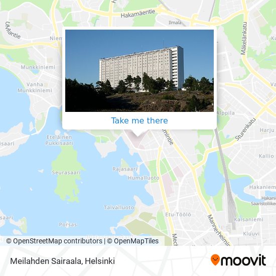 How to get to Meilahden Sairaala in Helsinki by Bus, Train or Metro?
