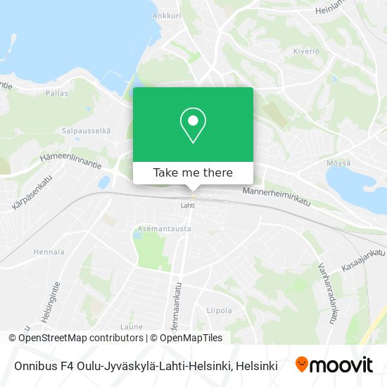 Onnibus F4 Oulu-Jyväskylä-Lahti-Helsinki map