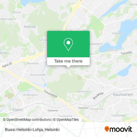 Bussi Helsinki-Lohja map