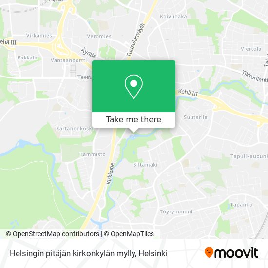 Helsingin pitäjän kirkonkylän mylly map