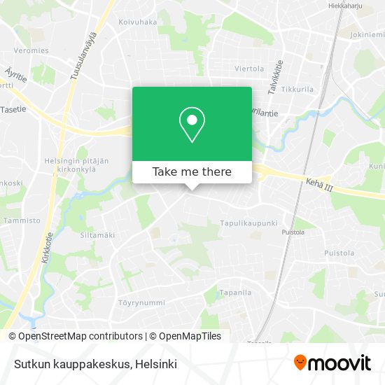 How to get to Sutkun kauppakeskus in Helsinki by Bus or Train?