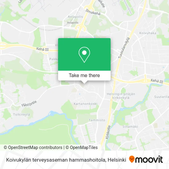 Koivukylän terveysaseman hammashoitola map
