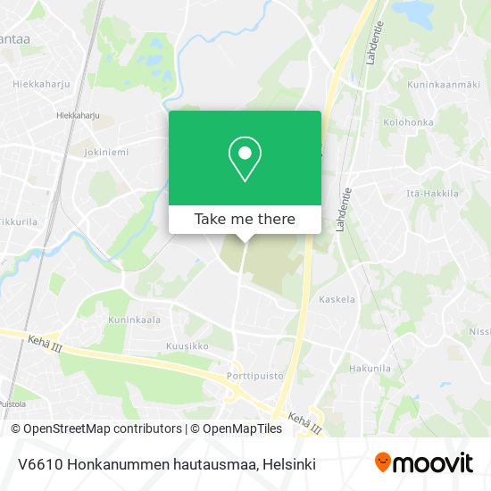 V6610 Honkanummen hautausmaa map