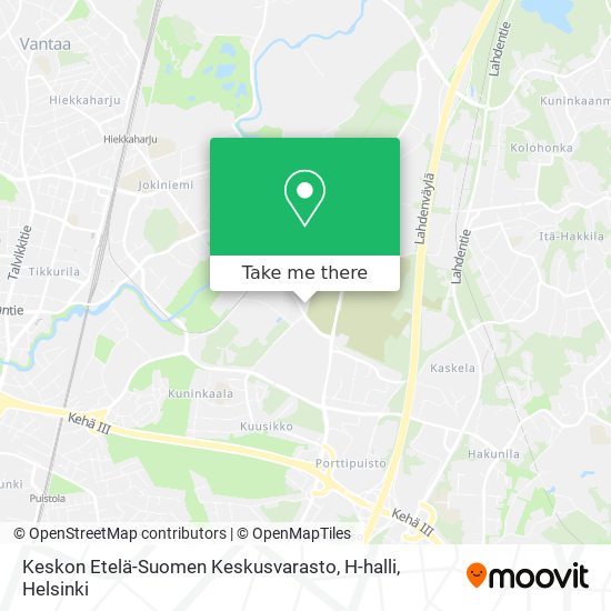 How to get to Keskon Etelä-Suomen Keskusvarasto, H-halli in Vantaa by Bus,  Train or Metro?