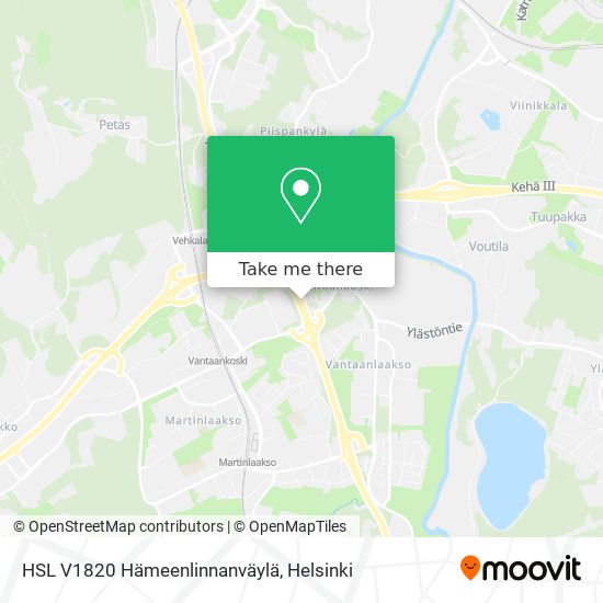 HSL V1820 Hämeenlinnanväylä map