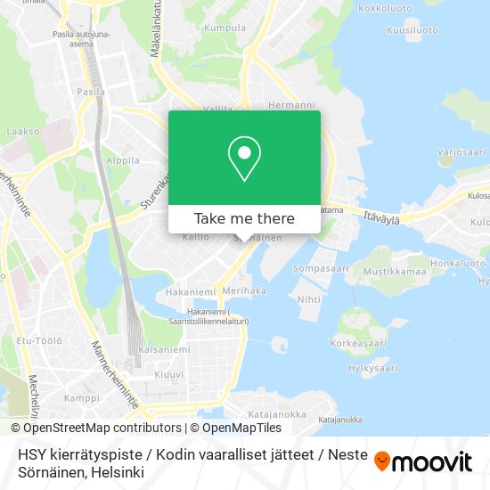 HSY kierrätyspiste / Kodin vaaralliset jätteet / Neste Sörnäinen map