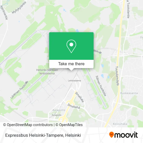 Expressbus Helsinki-Tampere map