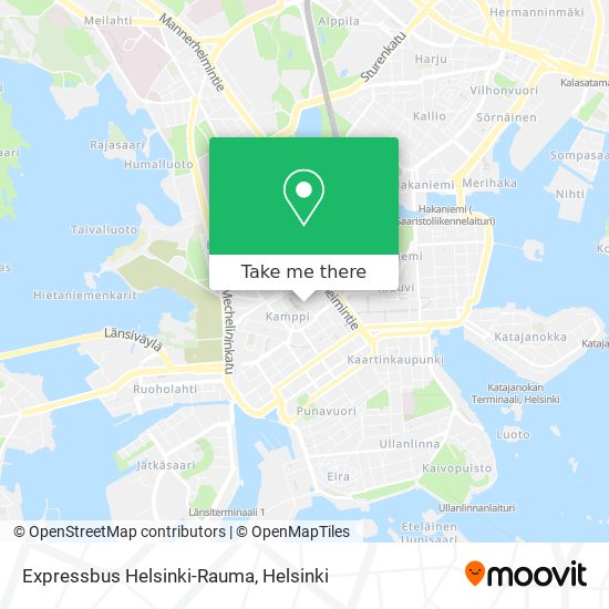 Expressbus Helsinki-Rauma map