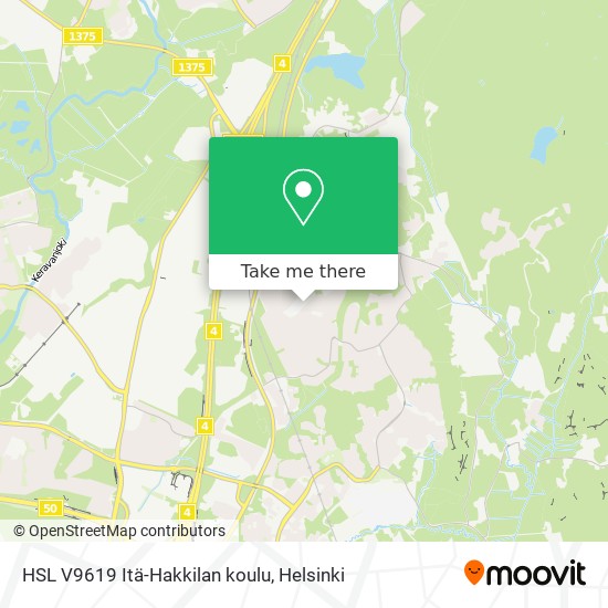 HSL V9619 Itä-Hakkilan koulu map