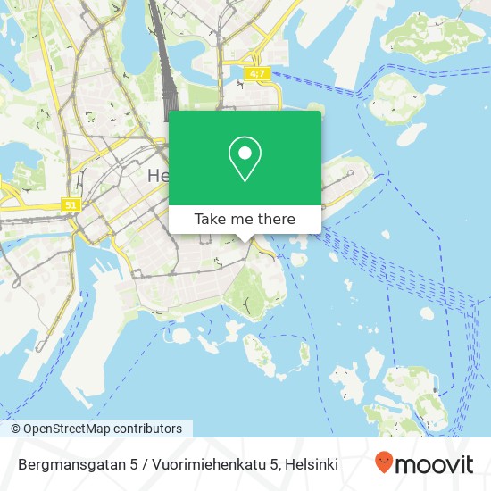 Bergmansgatan 5 / Vuorimiehenkatu 5 map