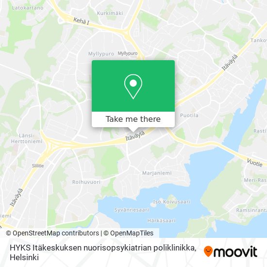 HYKS Itäkeskuksen nuorisopsykiatrian poliklinikka map