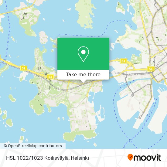 HSL 1022/1023 Koilisväylä map