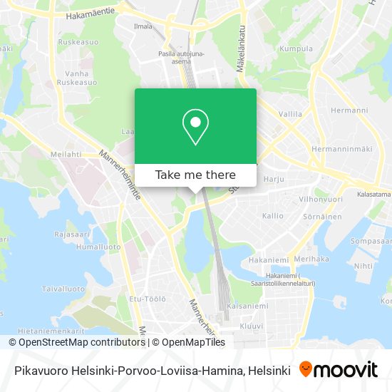 Pikavuoro Helsinki-Porvoo-Loviisa-Hamina map