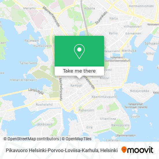 Pikavuoro Helsinki-Porvoo-Loviisa-Karhula map