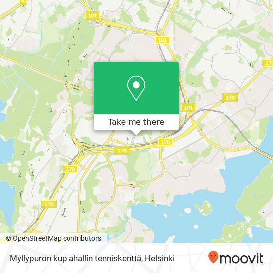 Myllypuron kuplahallin tenniskenttä map