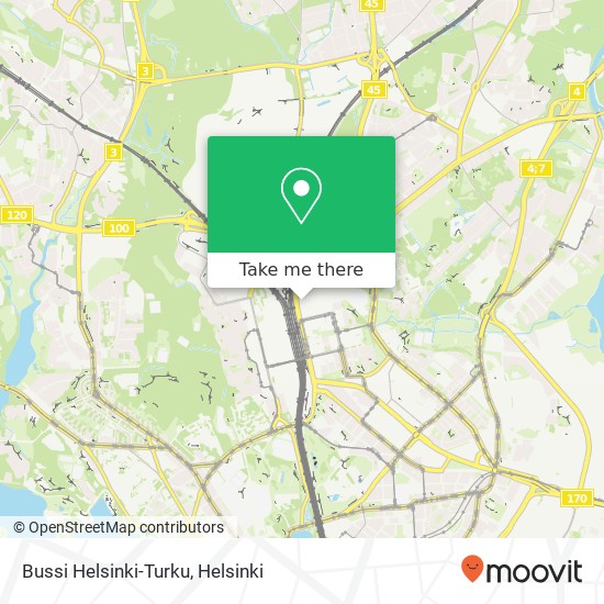 Bussi Helsinki-Turku map