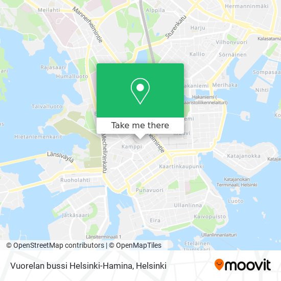Vuorelan bussi Helsinki-Hamina map