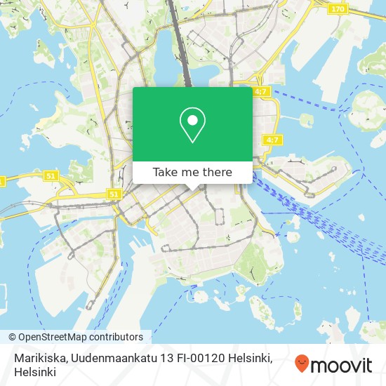 Marikiska, Uudenmaankatu 13 FI-00120 Helsinki map