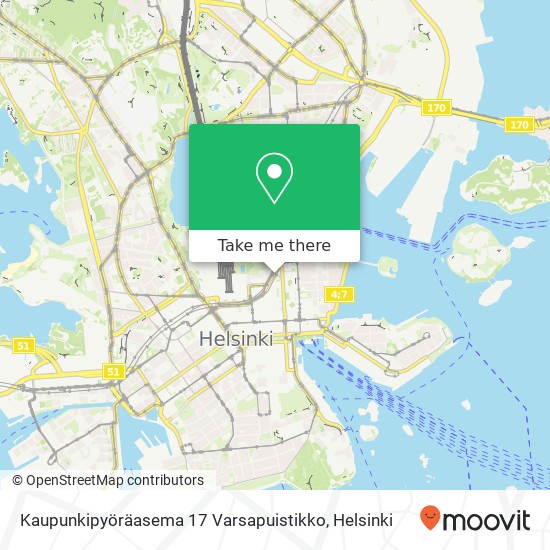 Kaupunkipyöräasema 17 Varsapuistikko map
