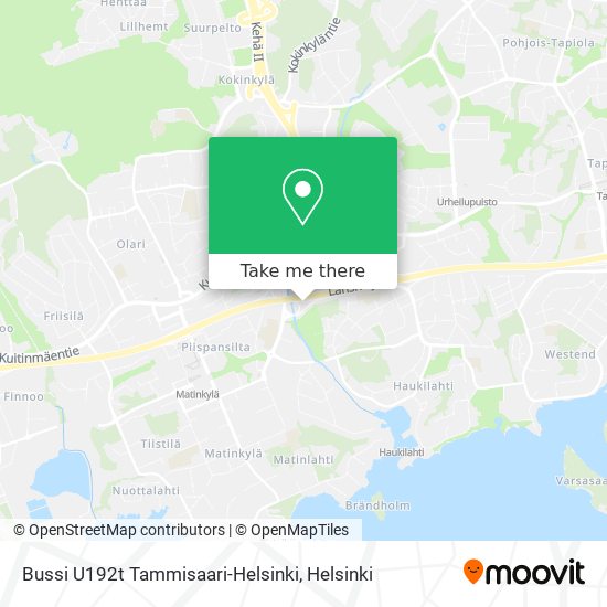 How to get to Bussi U192t Tammisaari-Helsinki in Espoo by Bus, Metro or  Tram?