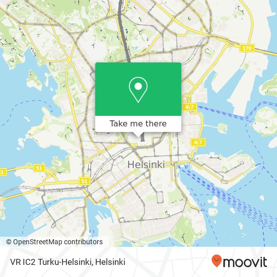 VR  IC2 Turku-Helsinki map