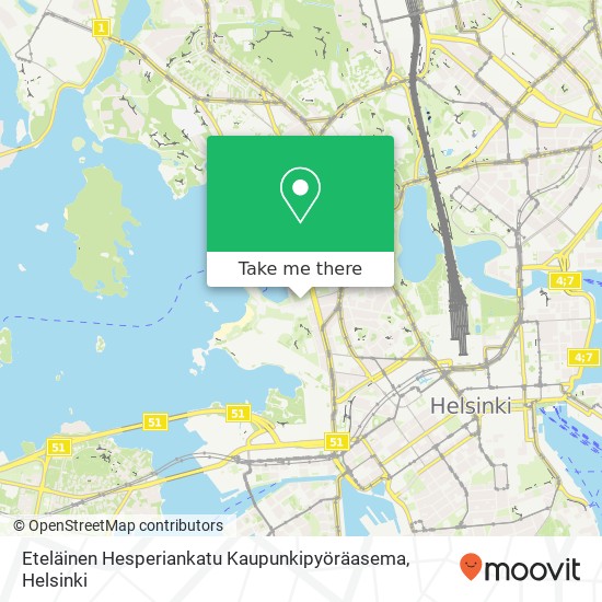 Eteläinen Hesperiankatu Kaupunkipyöräasema map