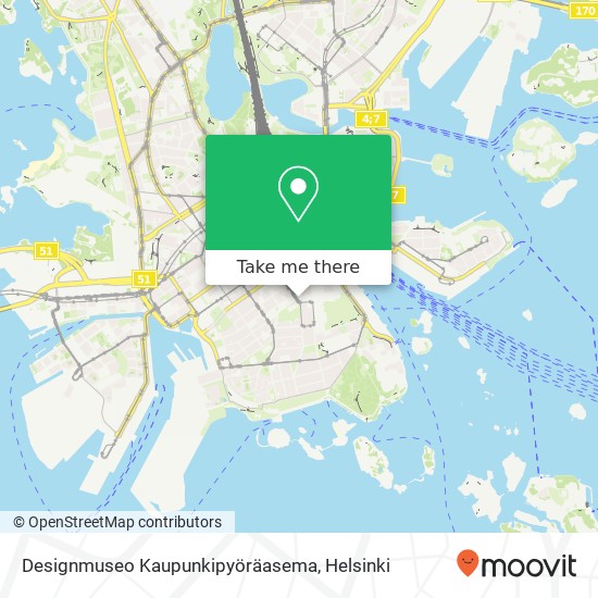 Designmuseo Kaupunkipyöräasema map