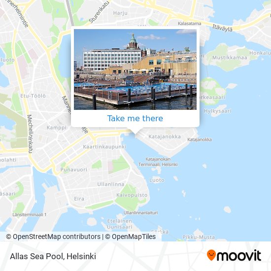 How to get to Allas Sea Pool in Helsinki by Bus, Tram, Train or Metro?