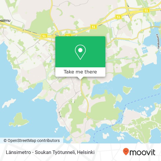 Länsimetro - Soukan Työtunneli map