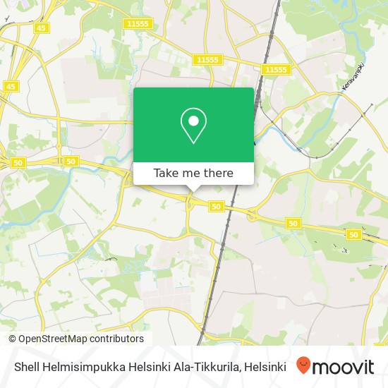 Shell Helmisimpukka Helsinki Ala-Tikkurila map