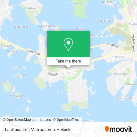 How to get to Lauttasaaren Metroasema in Helsinki by Bus, Metro or Train?