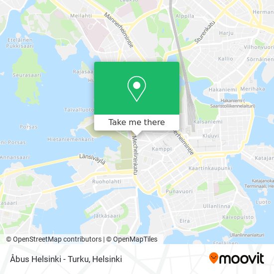Åbus Helsinki - Turku map