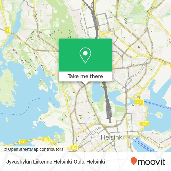 Jyväskylän Liikenne Helsinki-Oulu map