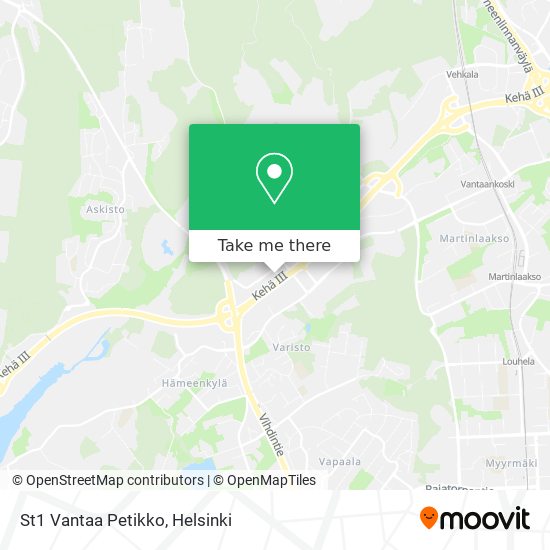 How to get to St1 Vantaa Petikko by Bus or Train?