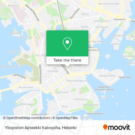 How to get to Yliopiston Apteekki Kaivopiha in Helsinki by Bus, Metro or  Train?