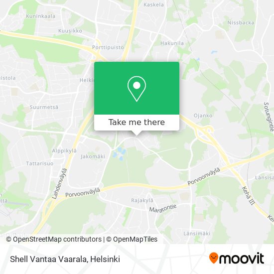 Shell Vantaa Vaarala map