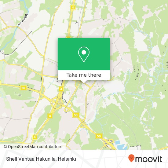 Shell Vantaa Hakunila map