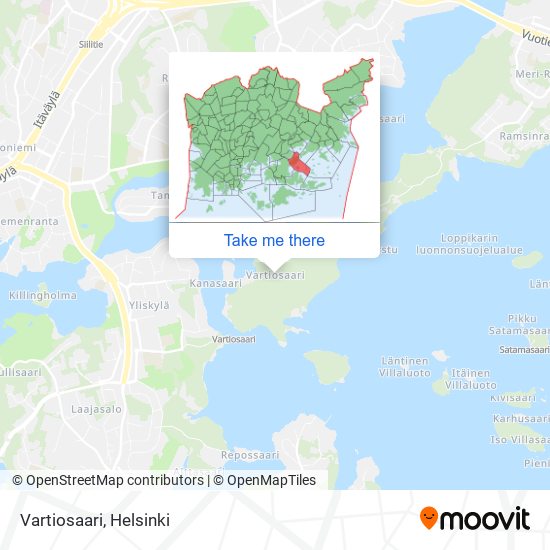 How to get to Vartiosaari in Helsinki by Bus or Metro?